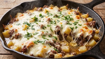 Así puede hacer en una sartén: carne molida con papas y queso en solo 30 minutos