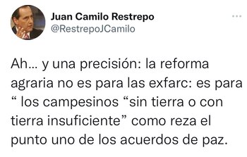 Tuit de Juan Camilo Restrepo,