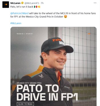 El piloto mexicano volverá a