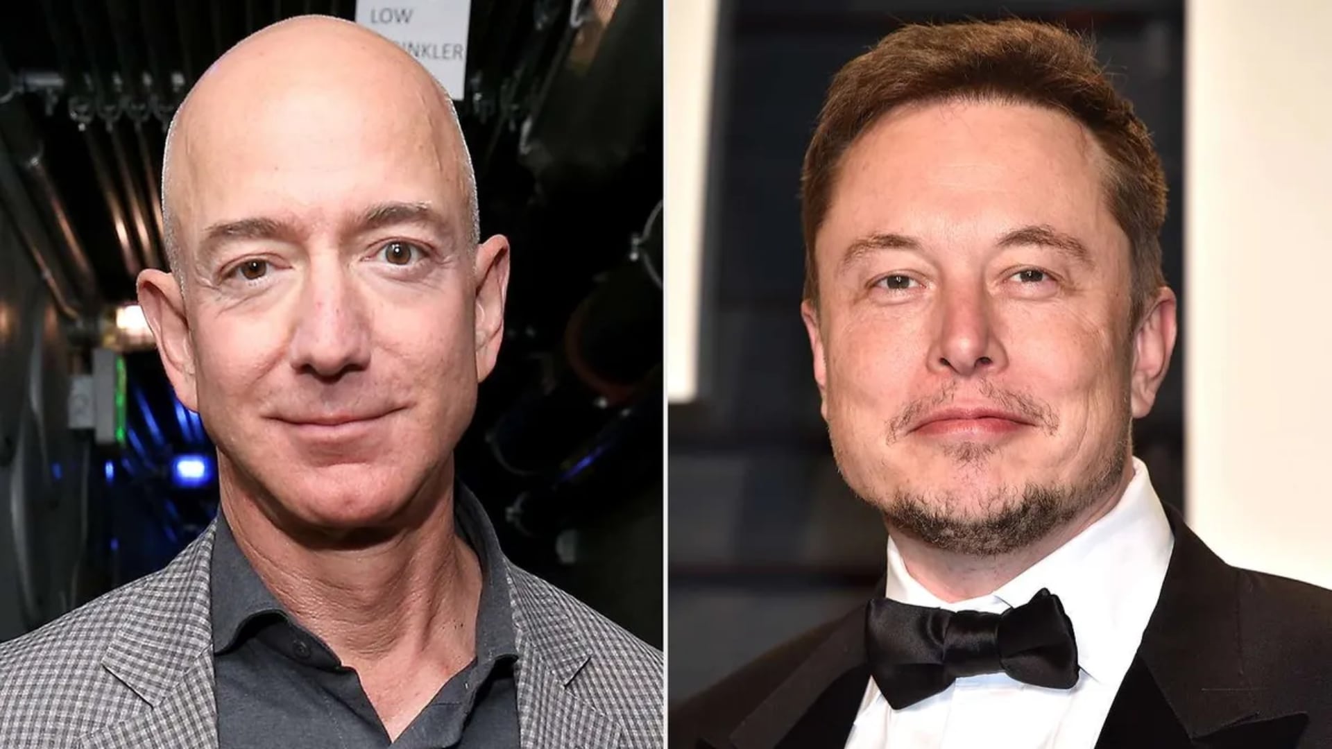 Hay marcadas diferencias salariales entre Elon Musk, director ejecutivo de Tesla, y Jeff Bezos, fundador de Amazon. (Composición)