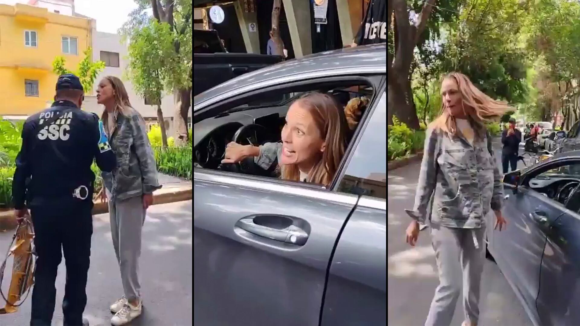‘Lady racista’ fue captada insultando a un oficial de tránsito tras negarse a pagar parquímetro en la colonia Condesa. Créditos: X/@TaideEstivali