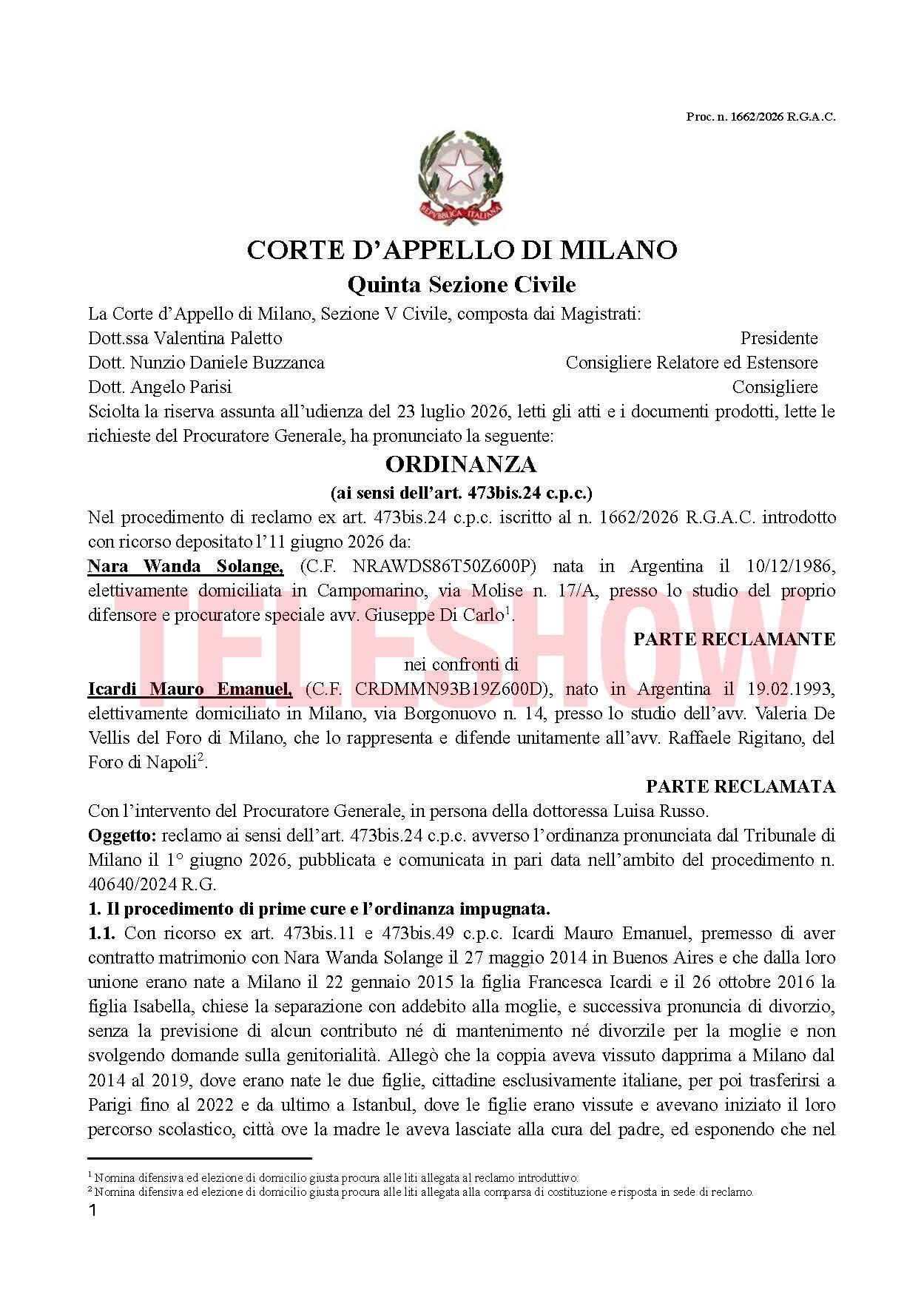 La Corte de Apelación de Milán emite una ordenanza judicial en el reclamo entre Wanda Nara y Mauro Icardi, con resolución favorable al futbolista.