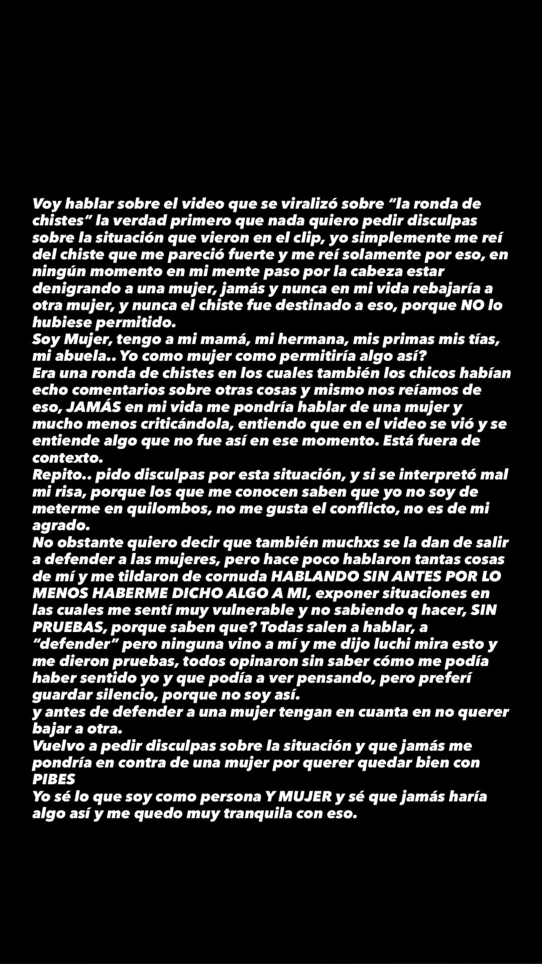 El mensaje que dejó Luchi luego de los descargo de Sasha Ferro contra el programa de streaming