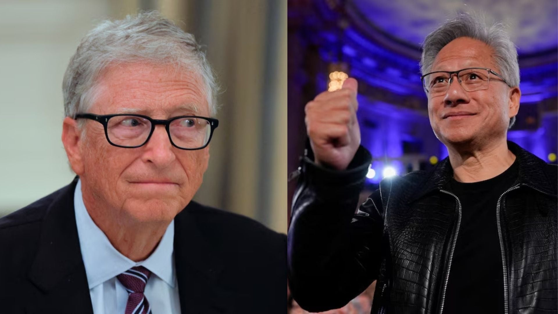 Jensen Huang, CEO de Nvidia, se opuso al impuesto sobre robots e IA propuesto por Bill Gates, aunque respaldó gravar más a las personas de alto patrimonio. (Fotocomposición Infobae)