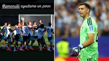 El hilarante cruce “a las piñas” de Dibu Martínez con sus compañeros tras fallar en un ejercicio de la Selección: “Ayudame un poco”
