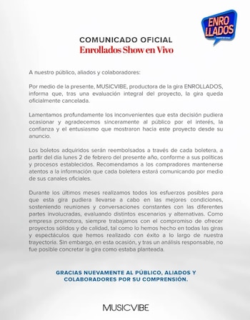 MusicVibe y One niegan responsabilidad