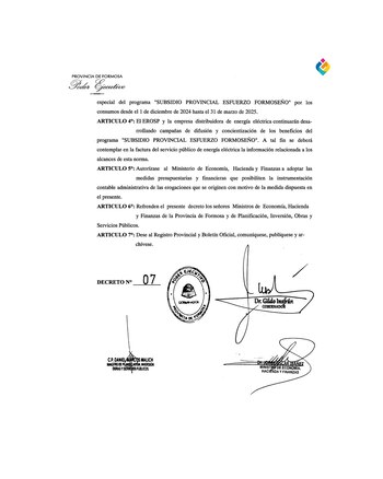 Decreto 7/25 de la provincia