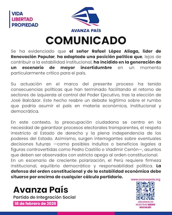 El partido Avanza País emite