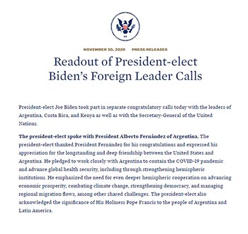 El comunicado original publicado por