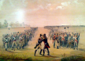 Abrazo entre Manuel Belgrano y