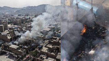 Incendio destruye almacén de productos de limpieza y afecta viviendas en Ate