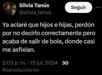 La aclaración de Silvia Tanús