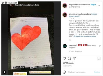 Dieguito Fernando le escribió una