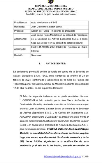 El documento que manifiesta el