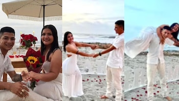 ‘Bendito menor’, pocos días antes de caer abatido en un operativo de la Policía, le propuso matrimonio a su pareja ‘La bebecita’: hubo camino de rosas y antorchas en la playa