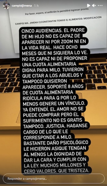 El posteo de Jimena Campisi