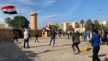 Los manifestantes iraquíes pro-Irán que