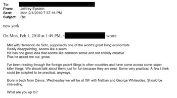 Correo reenviado a Epstein, publicado