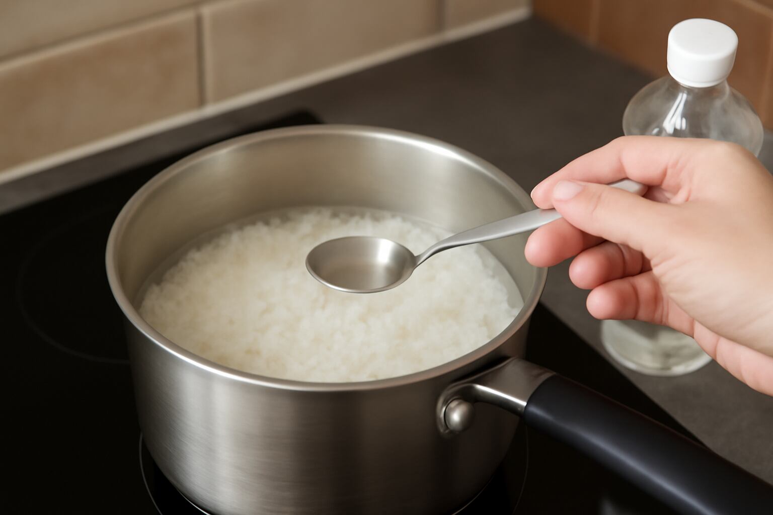 Añadir vinagre al agua de cocción ayuda a que el arroz quede con granos sueltos y mejora su textura. (Imagen ilustrativa Infobae)
