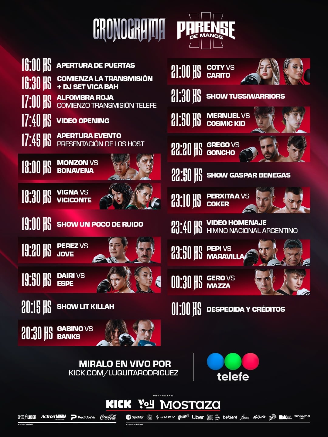 La cartelera y el cronograma completo de Párense de Manos III (@parensedemanosok)