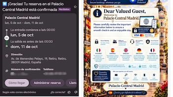 Captura de pantalla tras reservar el hotel falso de Madrid a través de Booking. (Cedida)