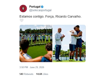 Ricardo Carvalho, asistente técnico de la selección portuguesa, recibió el apoyo de jugadores y cuerpo técnico tras la muerte de su padre Manuel Ribeiro de Carvalho, a los 69 años