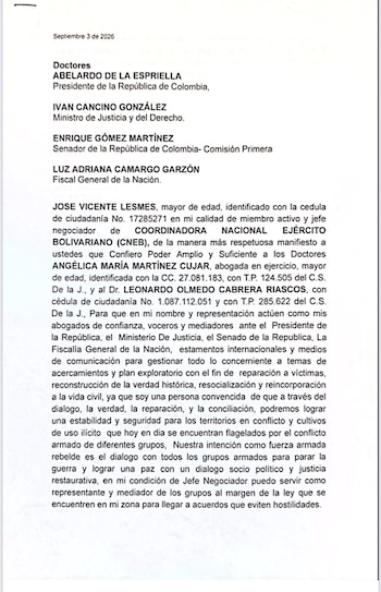 Alias Walter Mendoza pidió al Gobierno abrir un canal de diálogo con la Cneb - crédito @JuanQuinteroP_/X