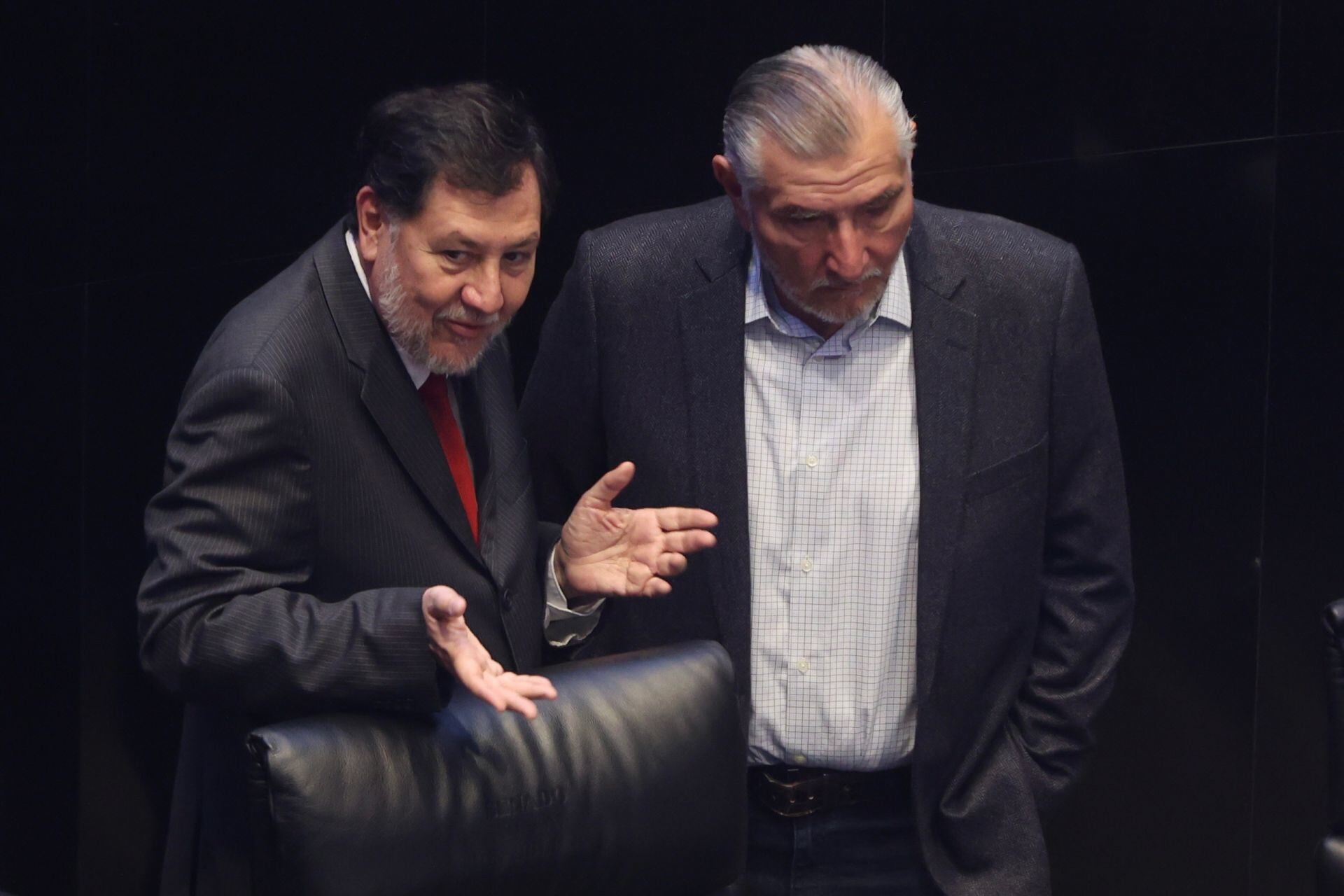 Los senadores Gerardo Fernández Noroña y Adán Augusto López.Foto: Cuartoscuro