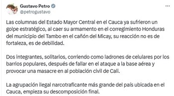 Petro sobre atentado en Cali
