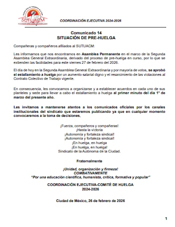 El sindicato detalló que esta