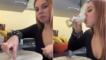 La mujer se grabó comiendo