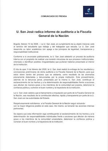 Comunicado Fundación Universitaria San José