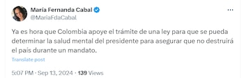 María Fernanda Cabal propuso una