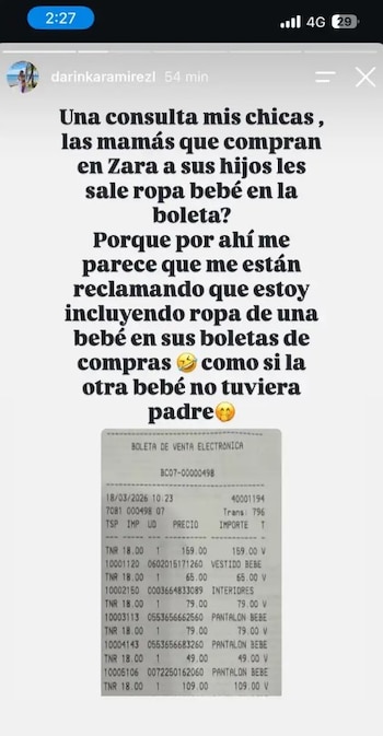 “O outro filho também tem pai”: a mensagem de Darinka que abalou seu conflito com Farfán. Captura: IG Darinka Ramírez.