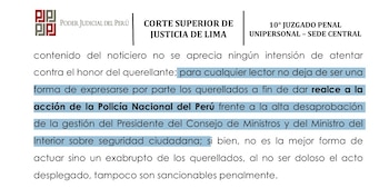 PJ justifica patinada de Santiváñez