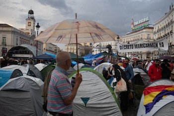 Imagen de la acampada en la Puerta del Sol en Madrid. (Fernando Sánchez / Europa Press)