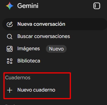 Gemini cuenta con una herramienta llamada cuadernos.