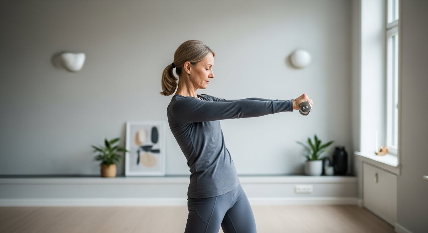 El uso de pesas ligeras en ejercicios de movilidad articular mejora la experiencia de entrenamiento y la confianza corporal. (Imagen Ilustrativa Infobae)