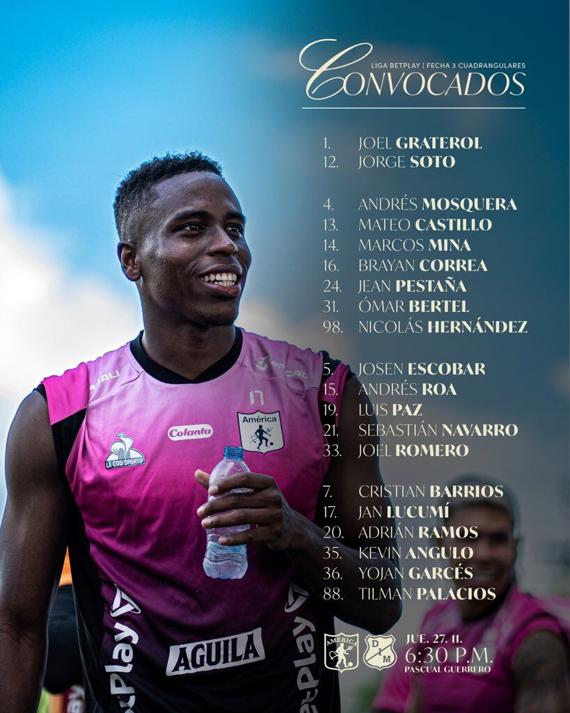 América presentó su lista de convocados para enfrentar al Medellín en Cali - crédito América de Cali
