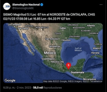 El SSN reportó un sismo