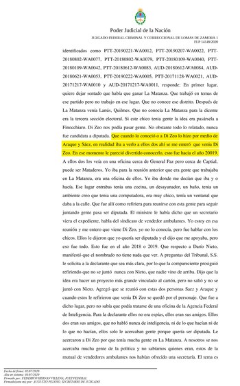 La declaración de Susana Martinengo