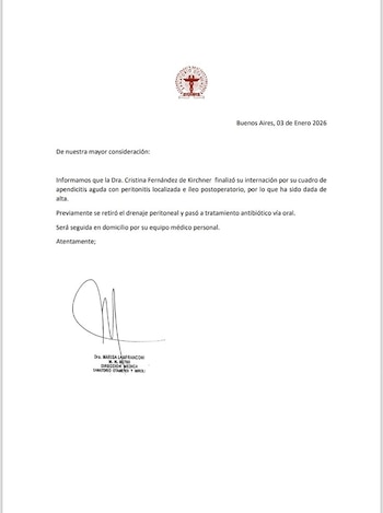 El comunicado del Sanatorio Otamendi