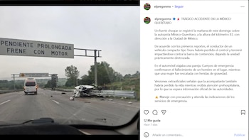 El vehículo en el que se transportaba Núñez perdió el control y se estrelló contra la barrera de protección - crédito elpregonmx / Instagram