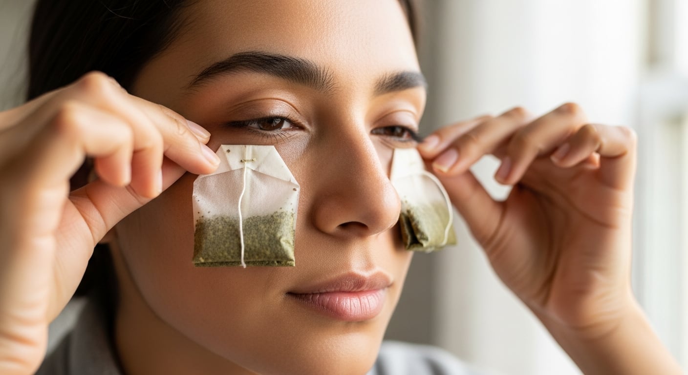 Las compresas frías sobre los ojos y las bolsitas de té refrigeradas son algunos remedios caseros recomendados para reducir la hinchazón y mejorar el contorno ocular (Imagen Ilustrativa Infobae)