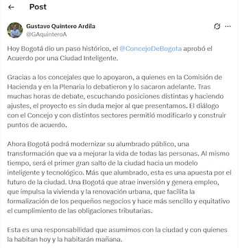 El secretario de Gobierno, Gustavo Quintero, sostuvo que el articulado definitivo incorporó modificaciones surgidas del debate en el cabildo - crédito Gustavo Quintero