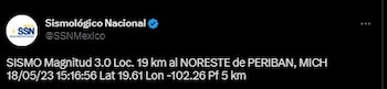Se registró sismo en Michoacán
