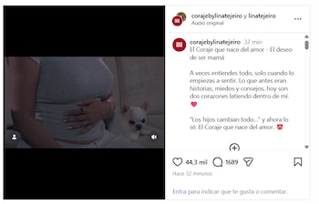Lina Tejeiro confirmó su embarazo afirmando que hay "dos corazones" latiendo en su interior - crédito @corajebylinatejeiro/IG y @linatejeiro/IG