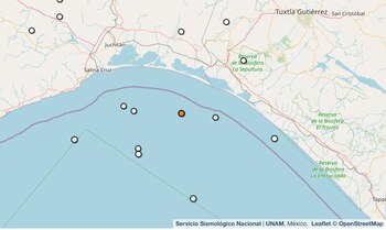 Temblor reportado en Chiapas.
(SSN)