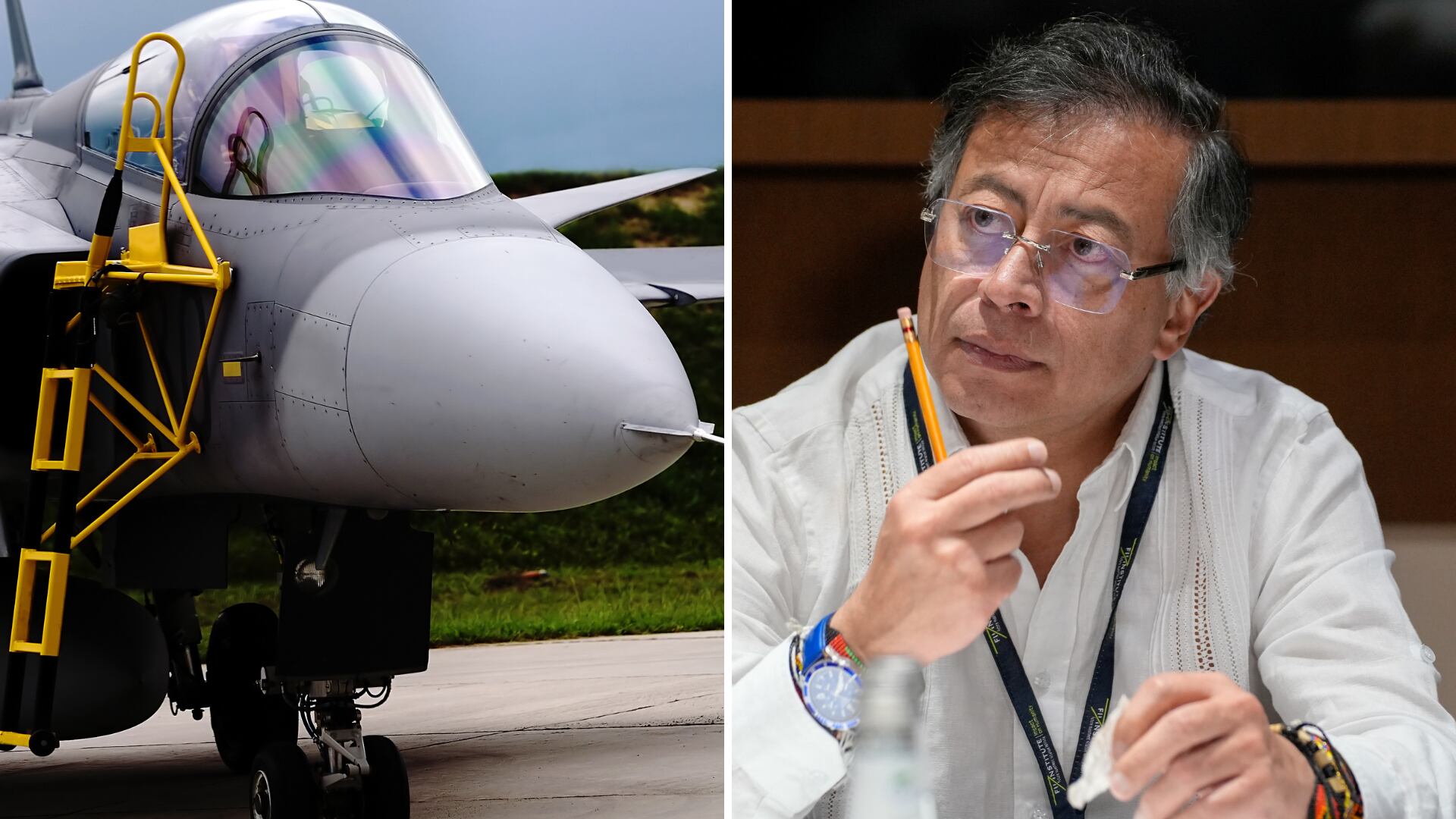 Estados Unidos llegó a ofrecer a Colombia la venta de aviones de combate F-16, pero el gobierno optó por los Gripen suecos - crédito Fotomontaje Infobae (Andrea Petro/Presidencia - Shutterstock)