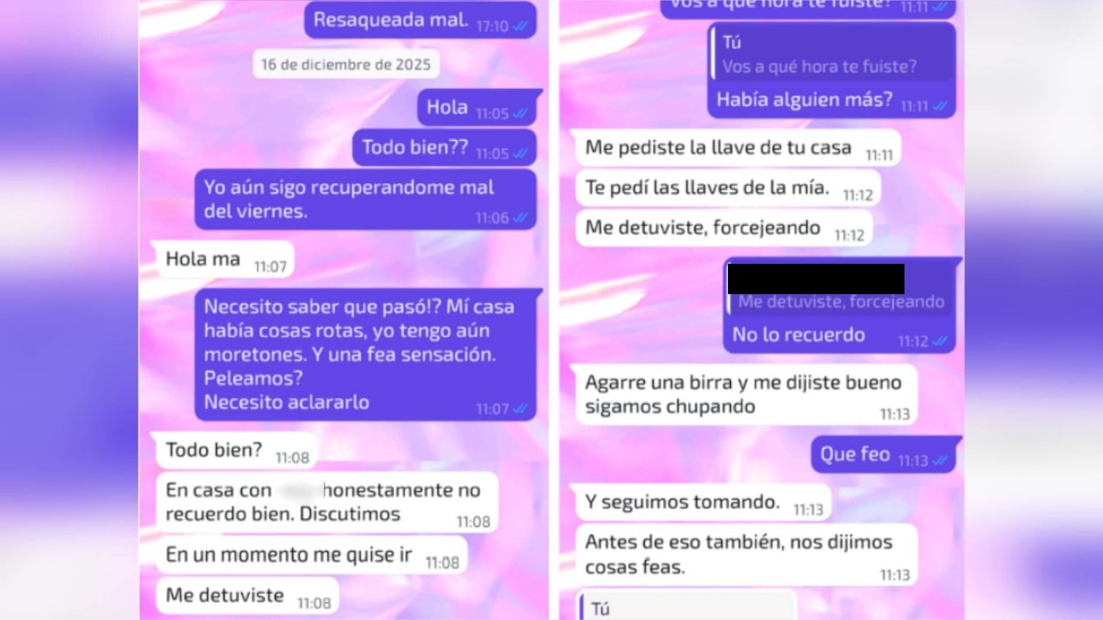 El chat ocurrido tres días después del abuso